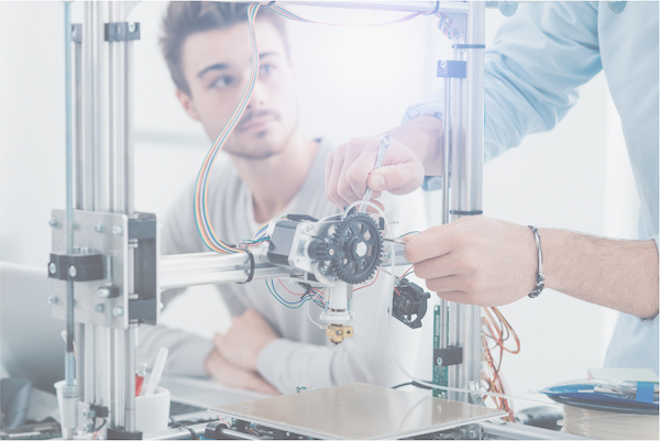Man working on a 3d printer